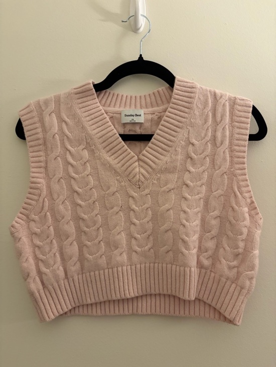 Sunday Best Sweaters - Sunday Best Blush Cable Knit V-Neck Sweater Vest